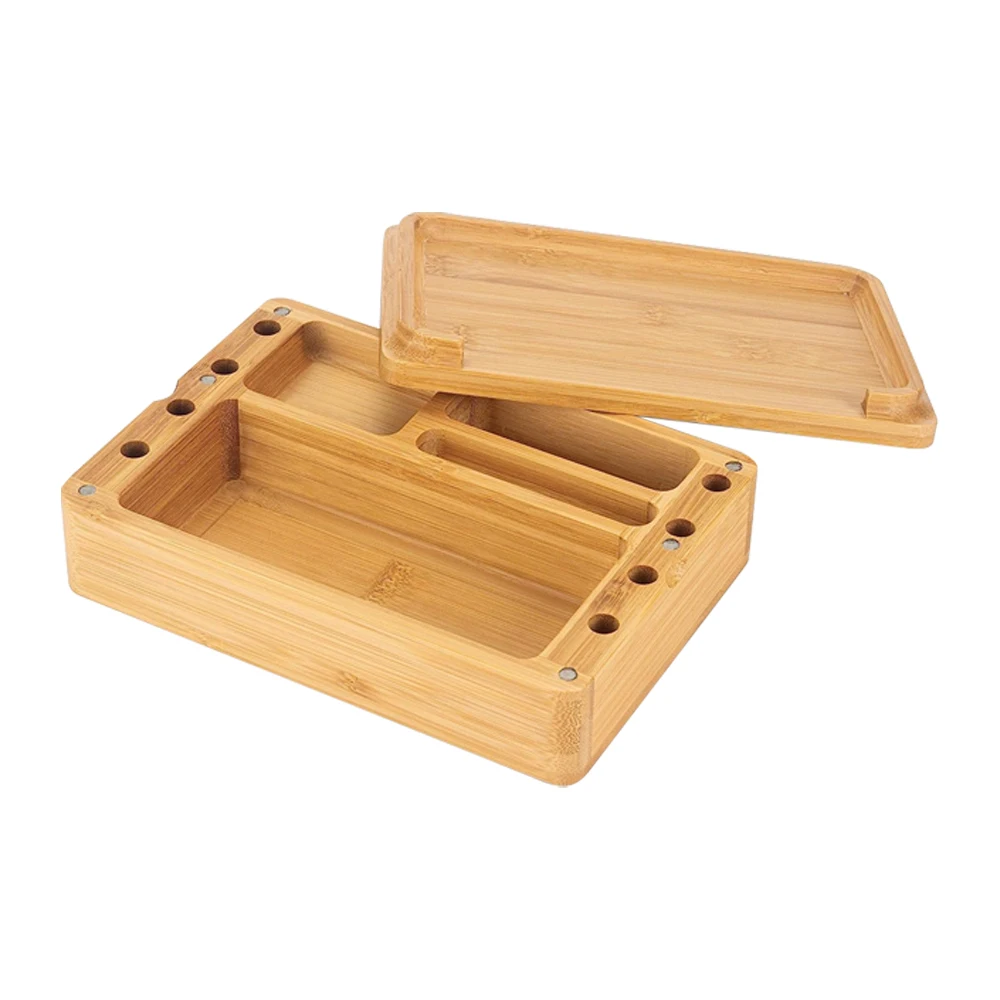 pine wood tobacco herb card magnet rolling tray combo kit extra large stash box dividers grinder smell combination lock