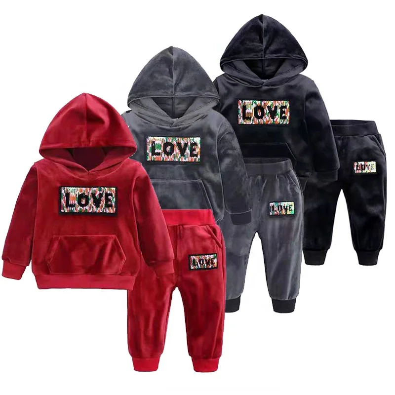 1 2 3 5 6 7 8 Years Old Velvet Fabric Toddler Clothing Set Track Suit Joggers for Girls Winter Clothes for Kids Girls Sweatsuits