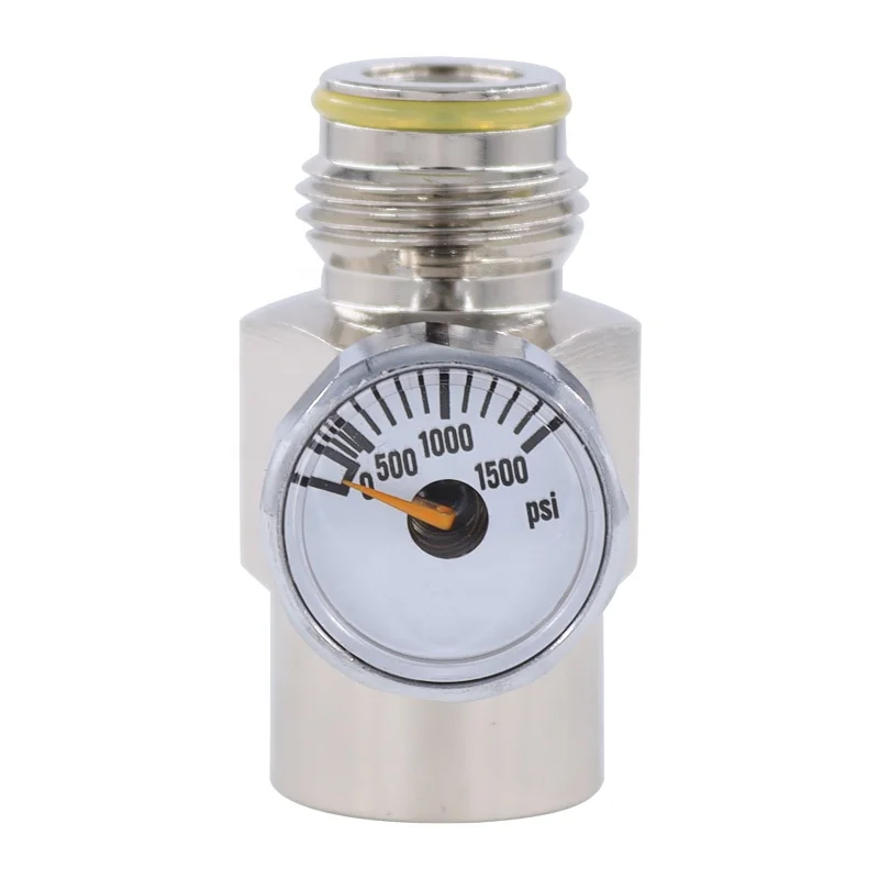 Chromed Made Replacement Thread G1/2-14  Paintball CO2 Tank On/Off Switch Valve Gauge