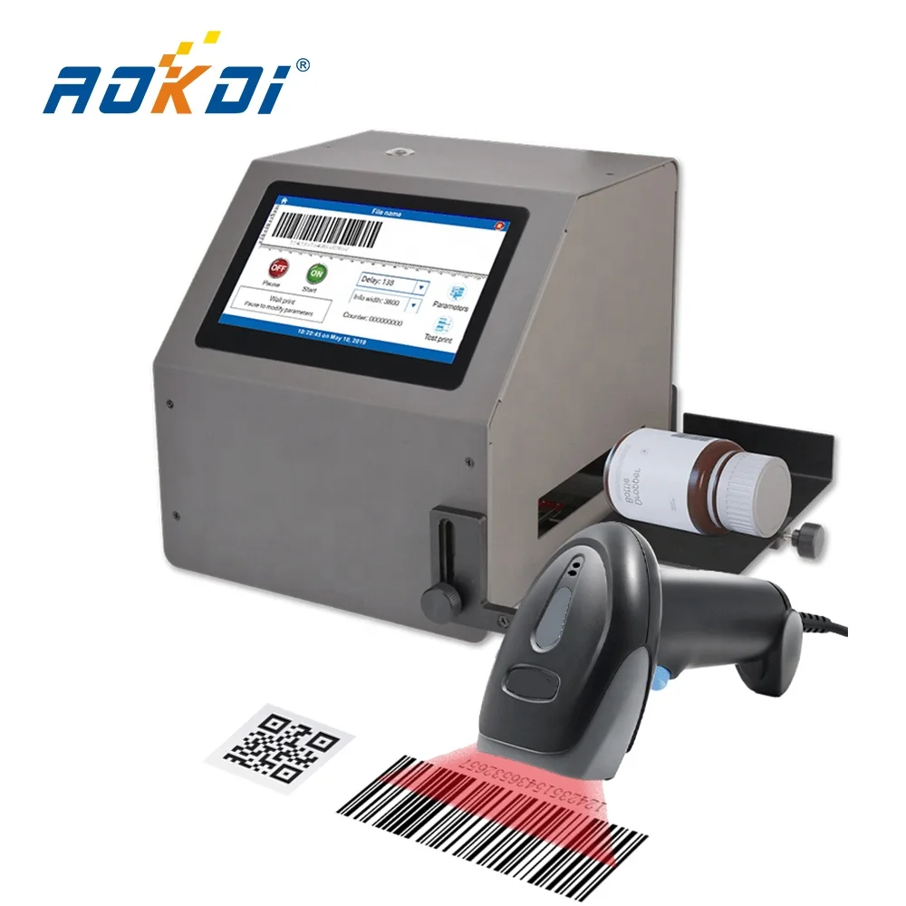 AOKDI 1D 2D Barcode Recognition Reading and Printing code Scanning Handheld Inkjet Printer with Scanner