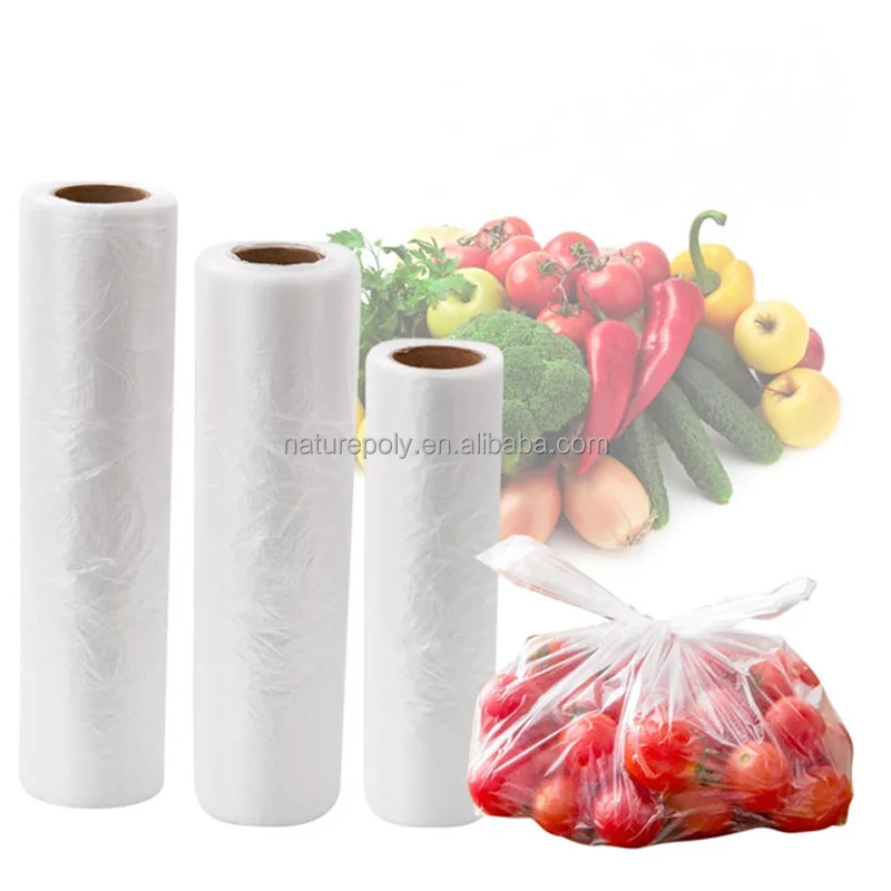 Wholesale Custom Logo Biodegradable Plastic Supermarket Shopping T-shirt Bags on Roll for Food and Fruit and Vegetable