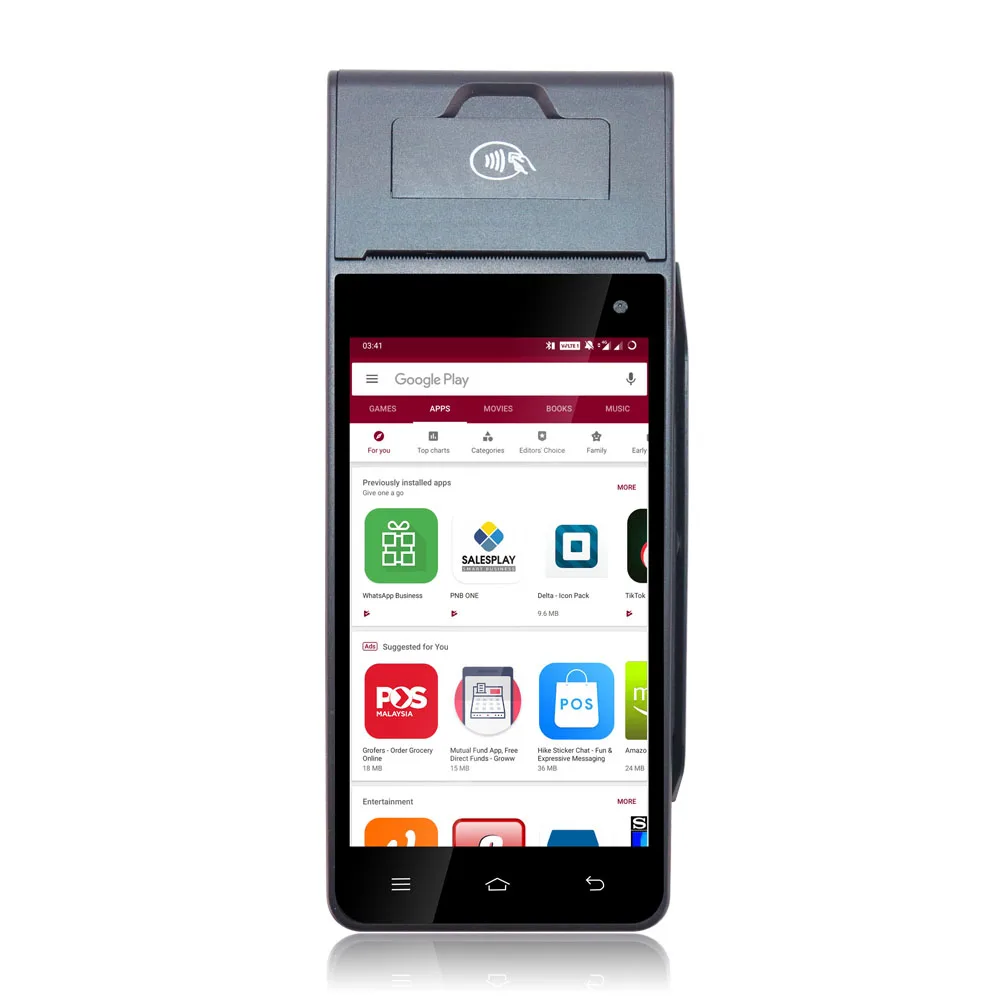 JUCCCE Android Pos Free Sdk Mini Pos System Cheap Price Z90 Handled Pos Machine All In One Epos Support Card Reader