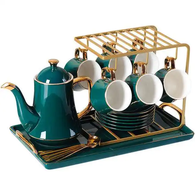 
Wholesale coffee cup and dish household ceramic tray cold kettle set 