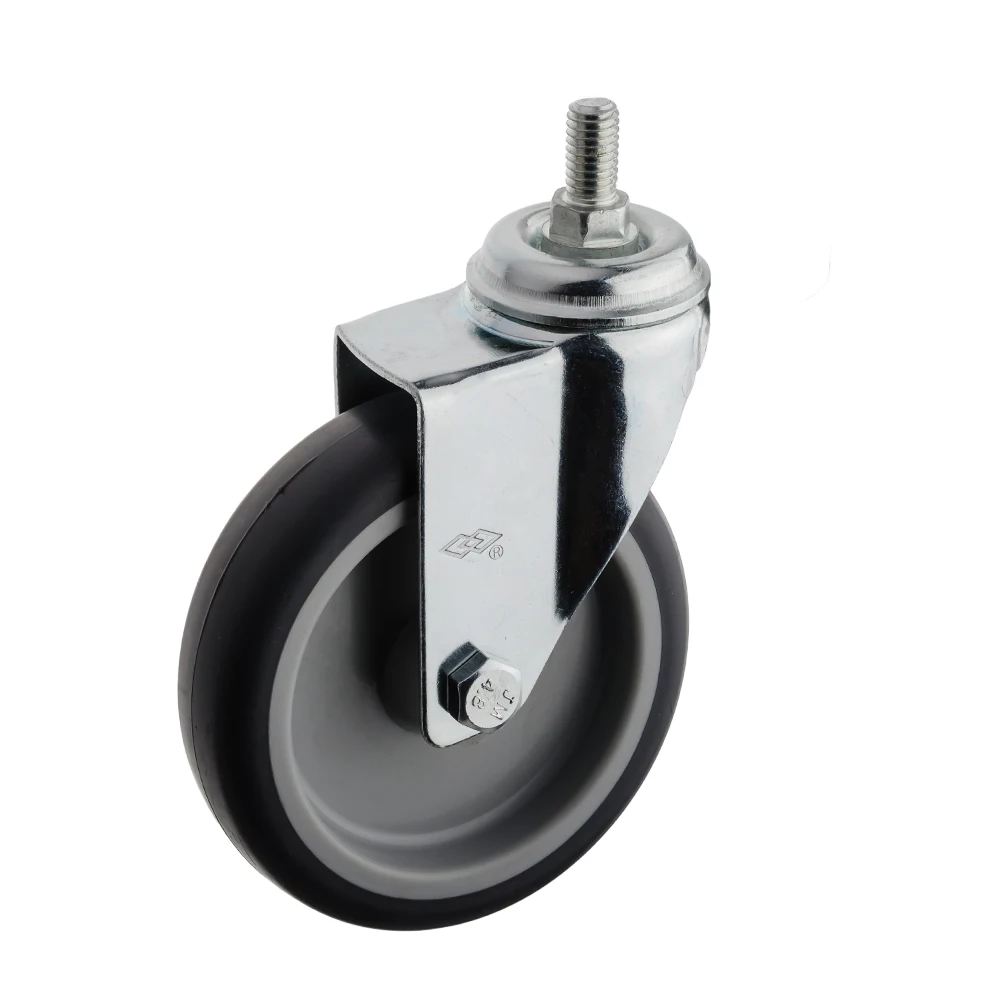50/63/75/100/125 mm low noise small stem thermplastic rubber wheel esd caster with plain bearing for industrial trolley