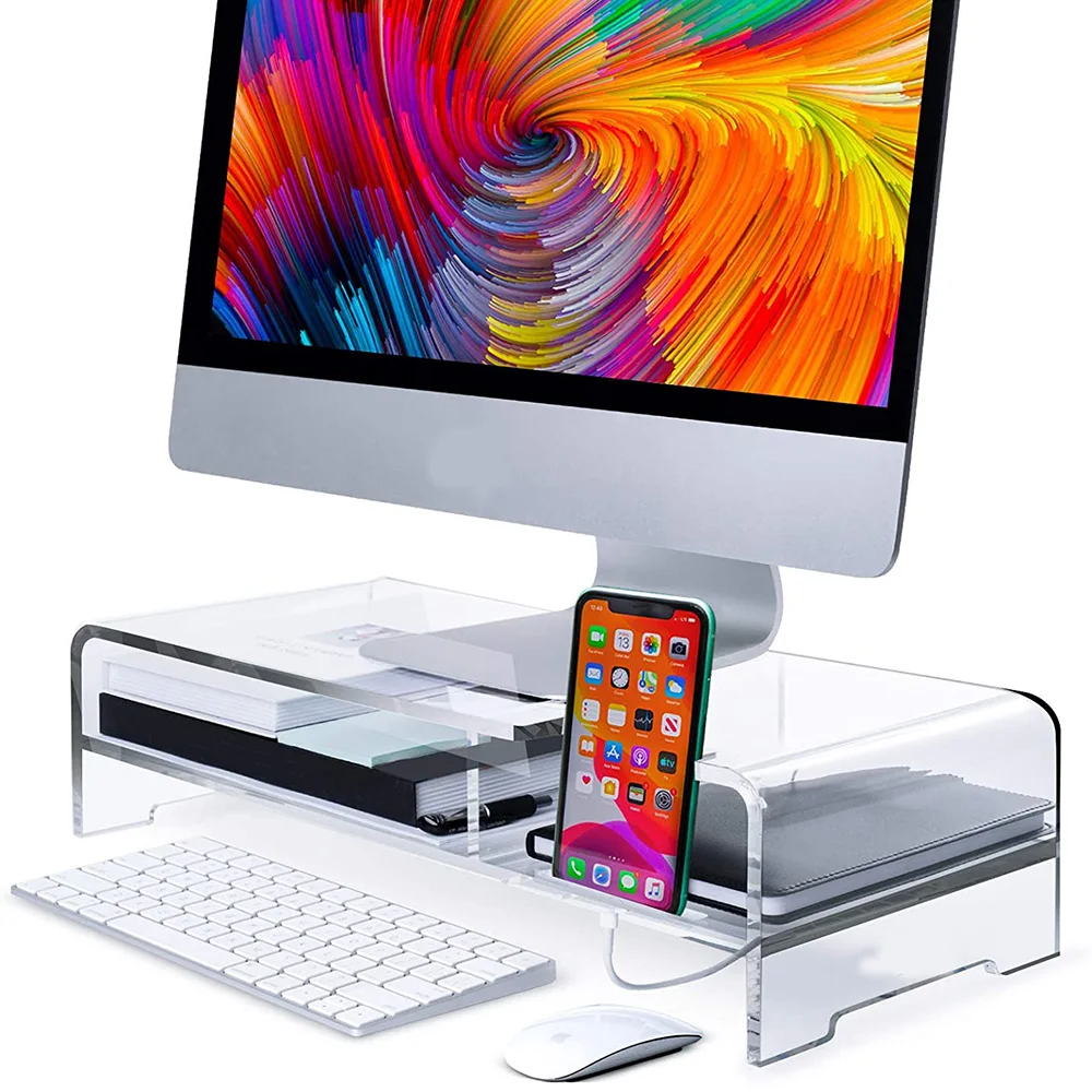 Акриловая подставка для монитора 2 уровня акриловая компьютера с хранилищем