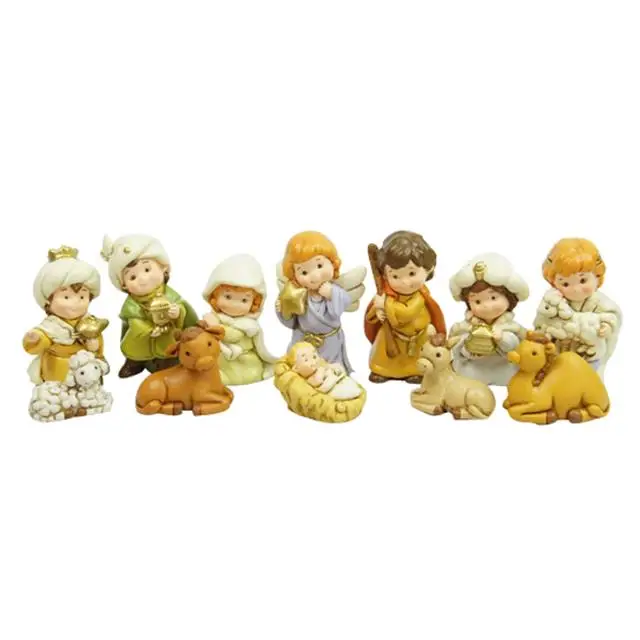 Resin Christmas Nativity Scene Set Religious Figures Christmas Decoration with Mary Joseph and Baby Jesus Holy Family Figurine