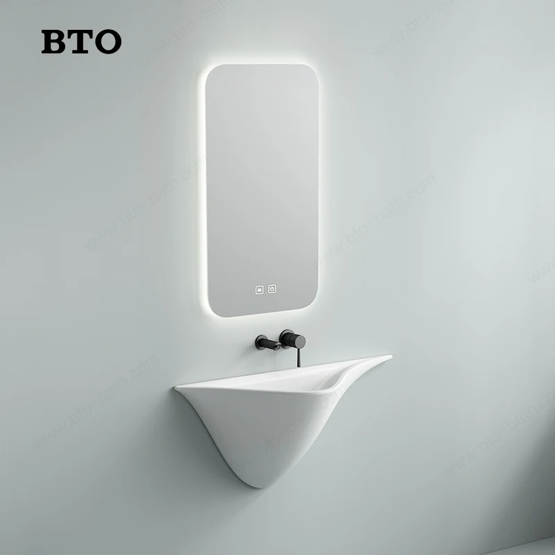 BTO special shape design sanitary ware irregularity small size vessel sink hand wash wall hung ceramic basin
