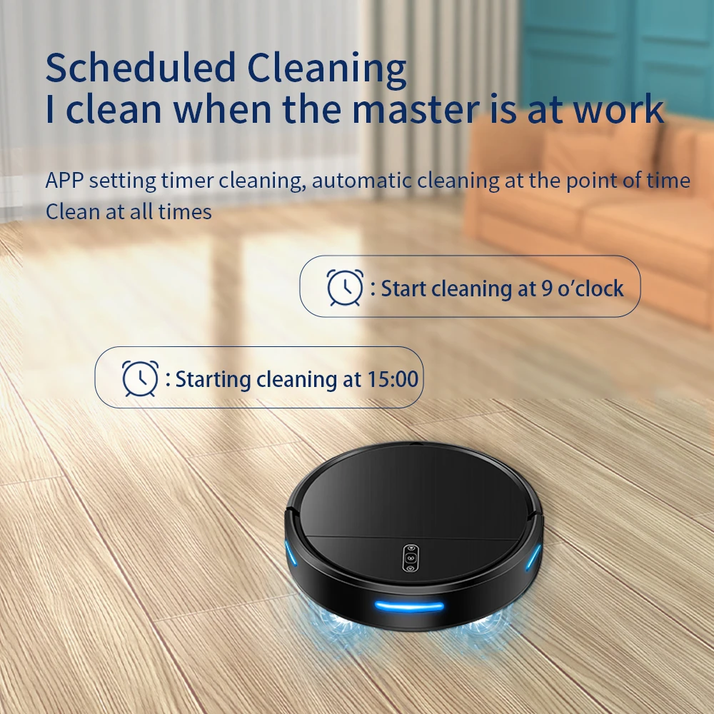 2000pa Suction Power Sweeping Robot Wet&Dry Smart APP Wifi Control Robot Vacuum Cleaner Gyro Mopping Works with Google D2-007
