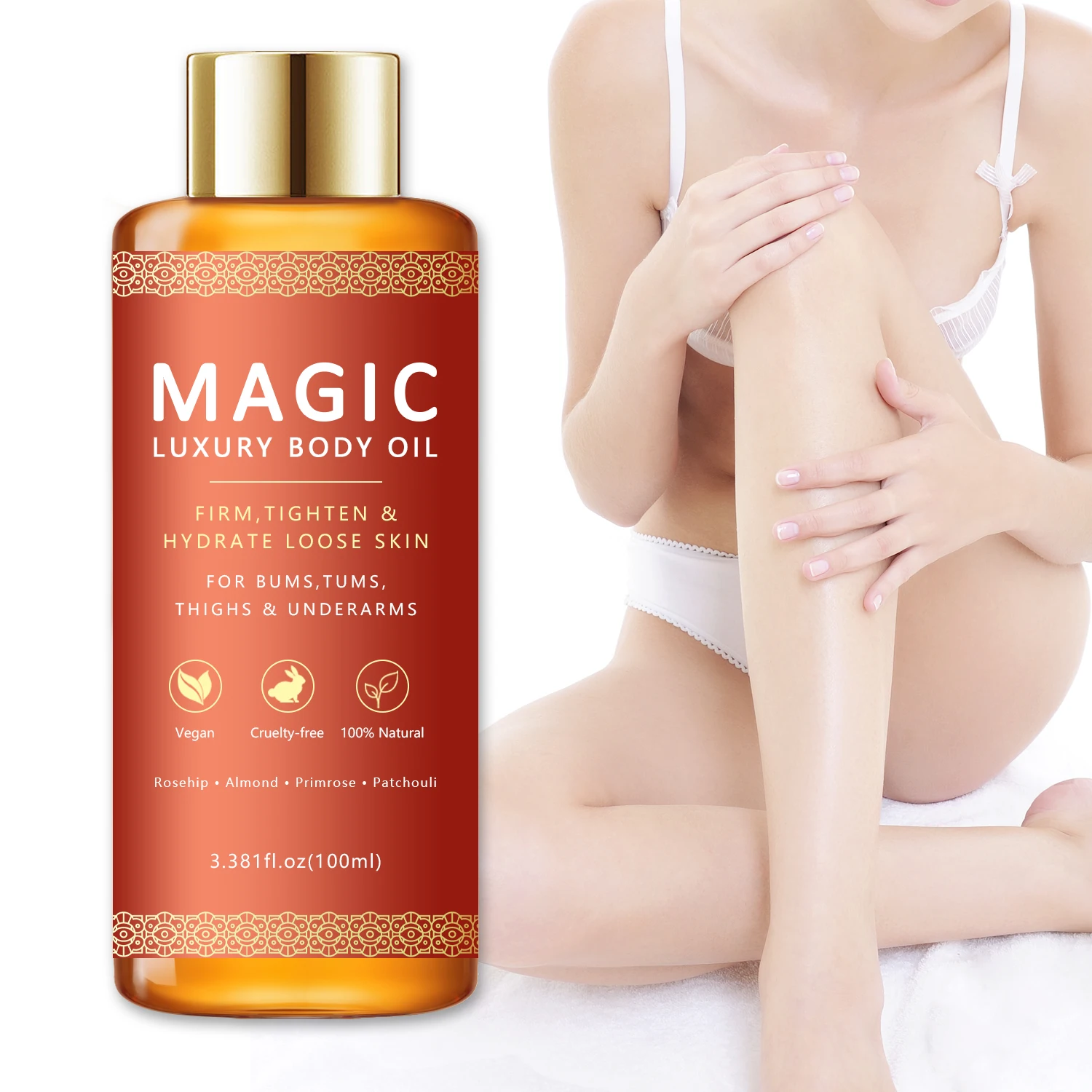 100% Natural Almond Skin Care Plump Visibly Effect Scar Removal Anti Wrinkle Firming Moisturizing Vegan Magic Luxury Body Oil