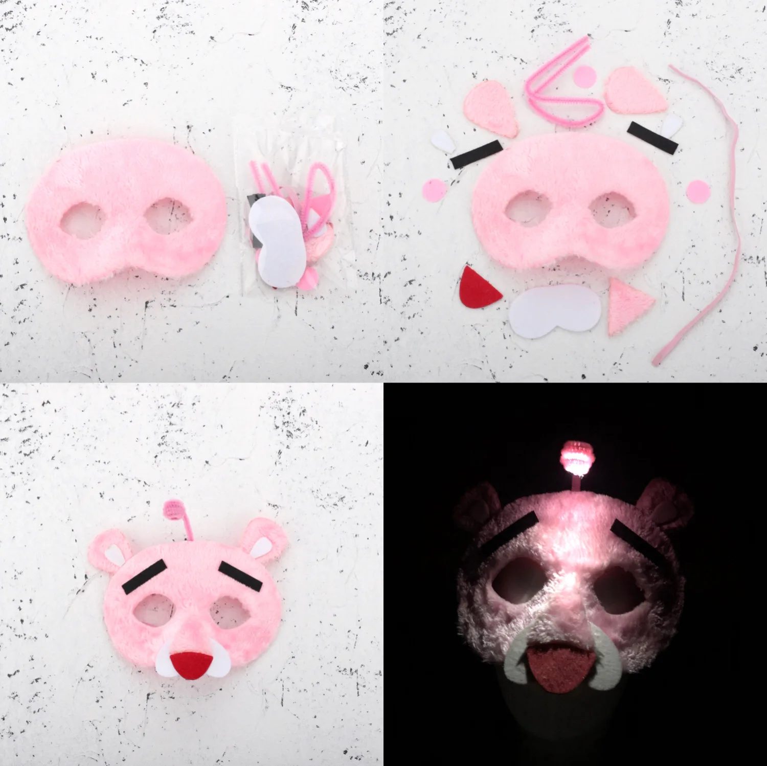 Interesting DIY Animal Eye Masks with Glue Gun Lion Chick Fox Unicorn Fabric Masks for Halloween Light Party Mask for Kids