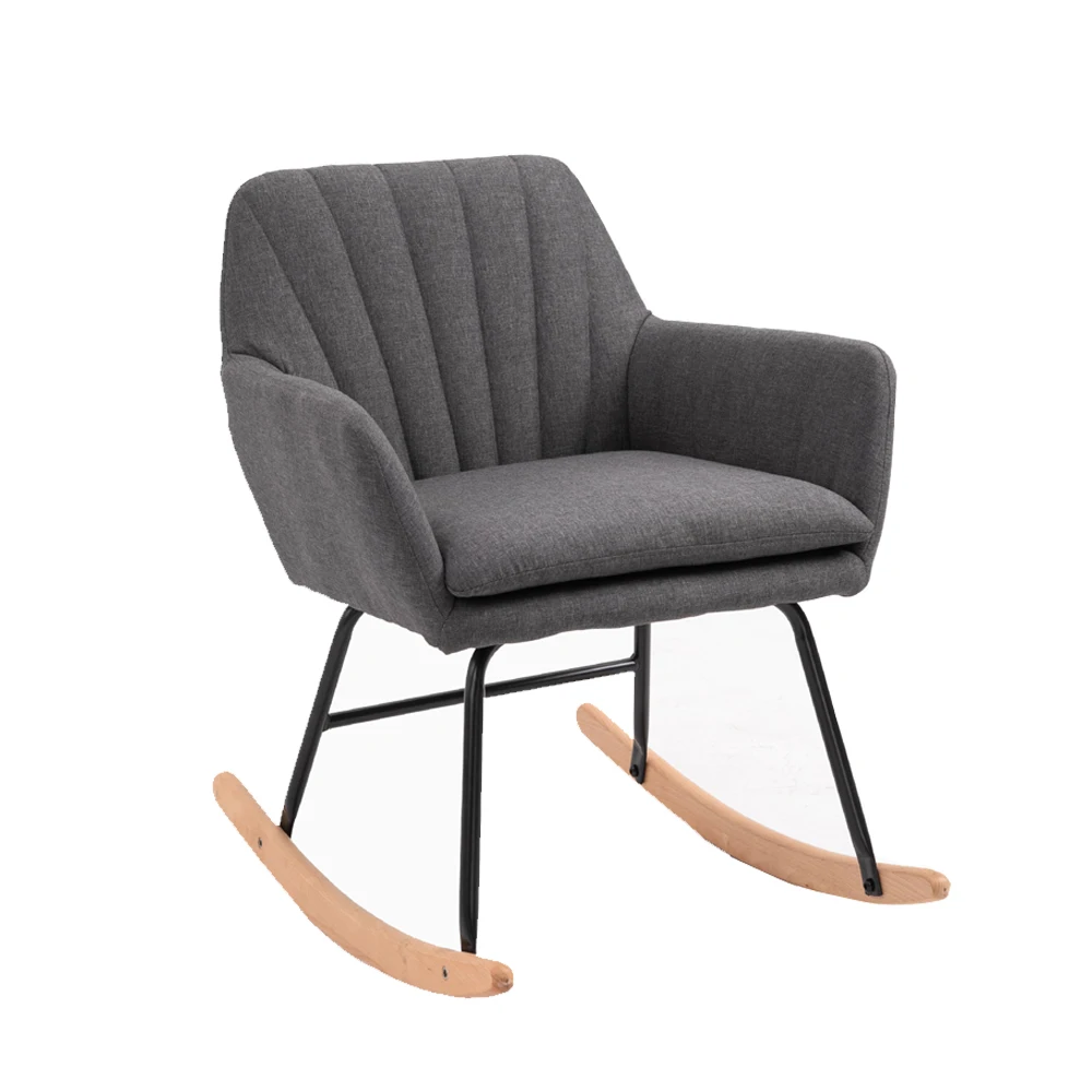 Partner  Mid-century Modern Fabric Wooden Accent Rocking Chair