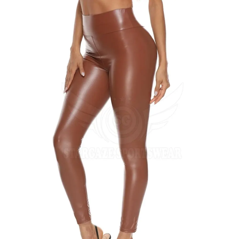 Men PU Leather Legging Winter Fashion Clothing Leather Legging High Waist Zipper Solid Color Leather Legging