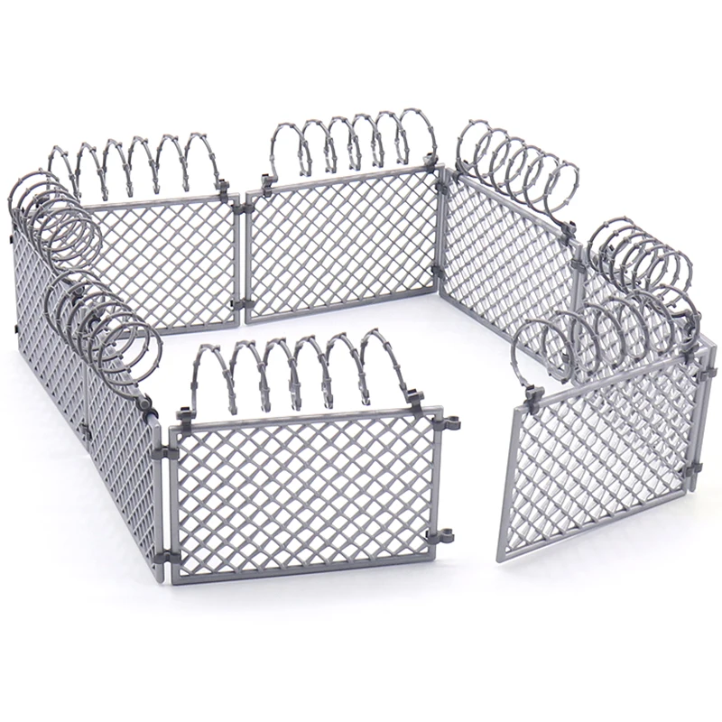 Animal Dinosaur Cage Barbed Wire Fence Toy Military Base Fence Net Construction Juguete Prison Fence Building Blocks Bricks