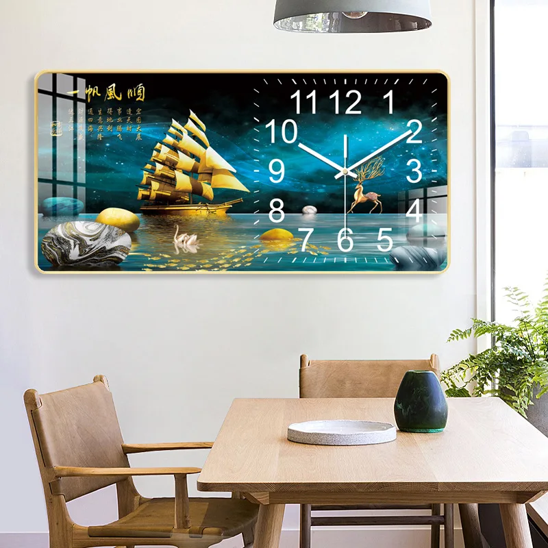 Customization New Fashion Hanging Clock Living Room Dining Porch Bed Decorative Painting Silent When Free