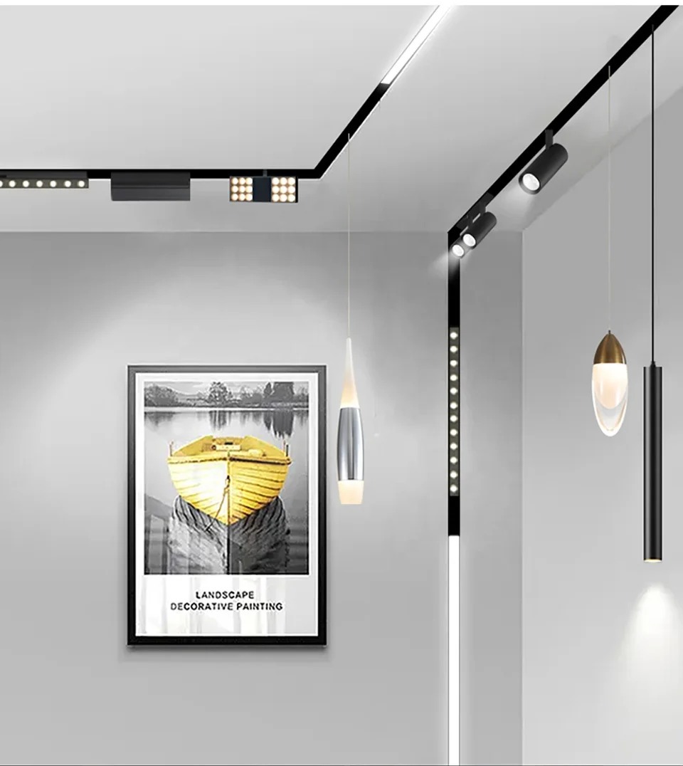 New Design Indoor 48V Aluminium Profiles Magnet Linear Track Lighting System LED Magnetic Ceiling Light For Stretch Ceilings