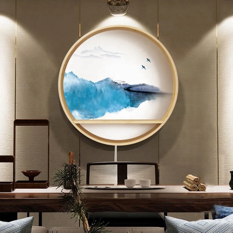Wholesale Nordic Style Bamboo Frame Family Round Frame  Living Room Art Paintings Wall Decorative Photo Frame