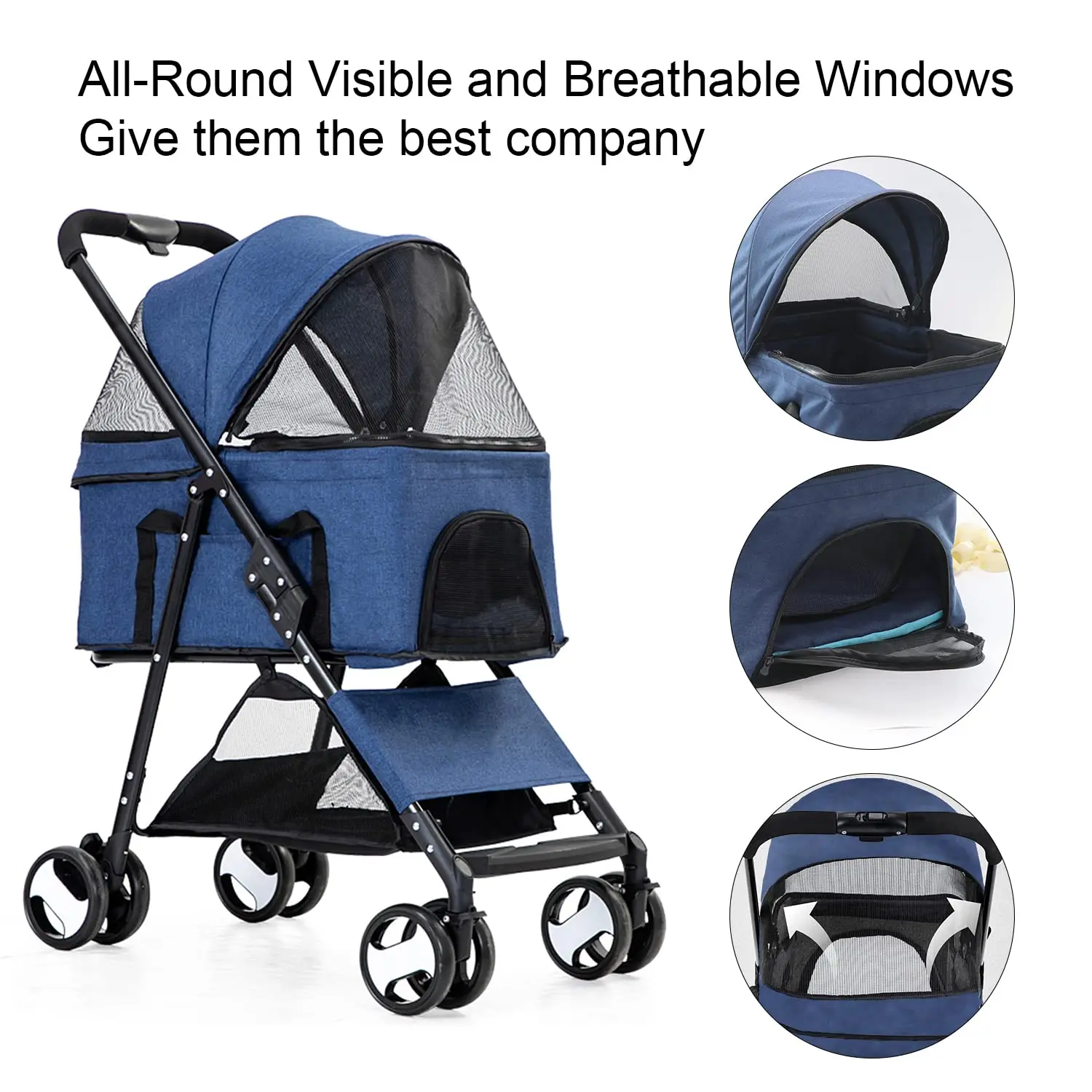 Folding Travel Pet Trolley Cat Cart Carrier With 4 Wheels For Medium Dogs Luxury Dog Pet Strollers