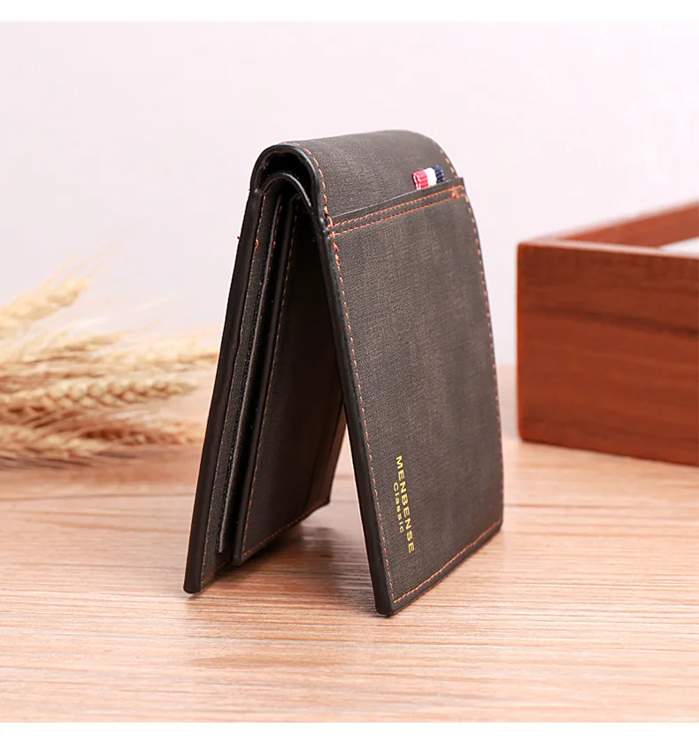 Stylish Pu Leather Wallet Men Simple Casual Short Male Wallet Small Clutch Purse