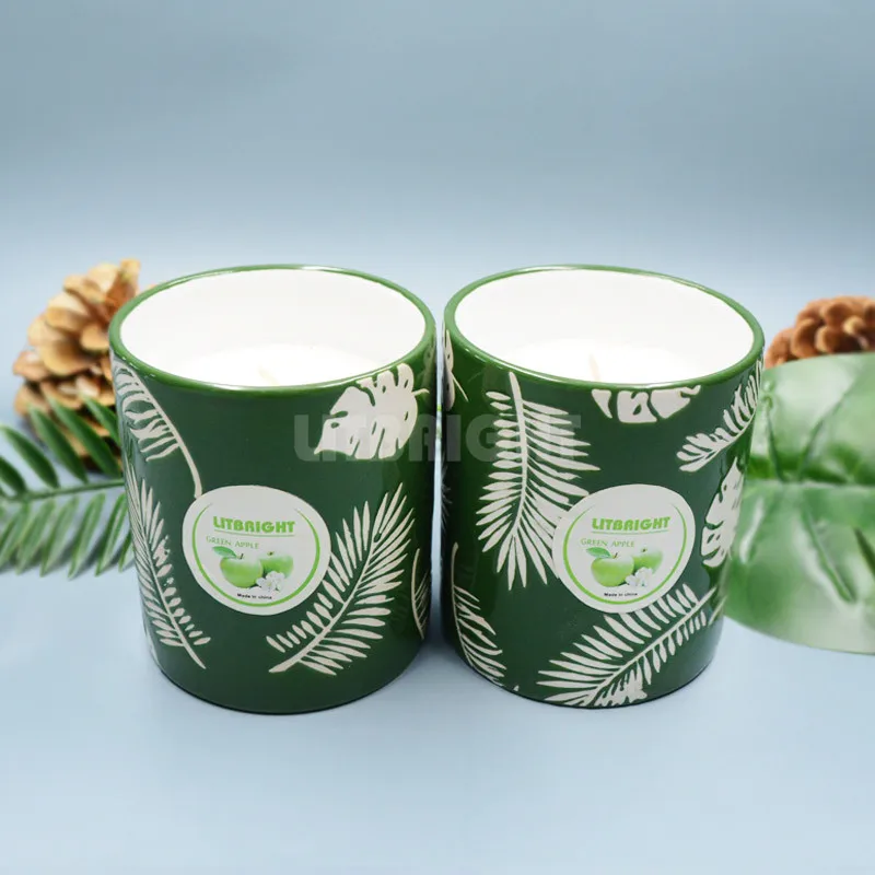Ceramic cup scented candle  lovely atmosphere feeling small fresh  essential oil fragrance selection candle custom logo