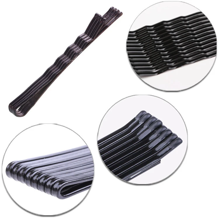 6CM/5CM straight wavy steel wire hairpin Black simple Bob pin wholesale hair pin girls accessories