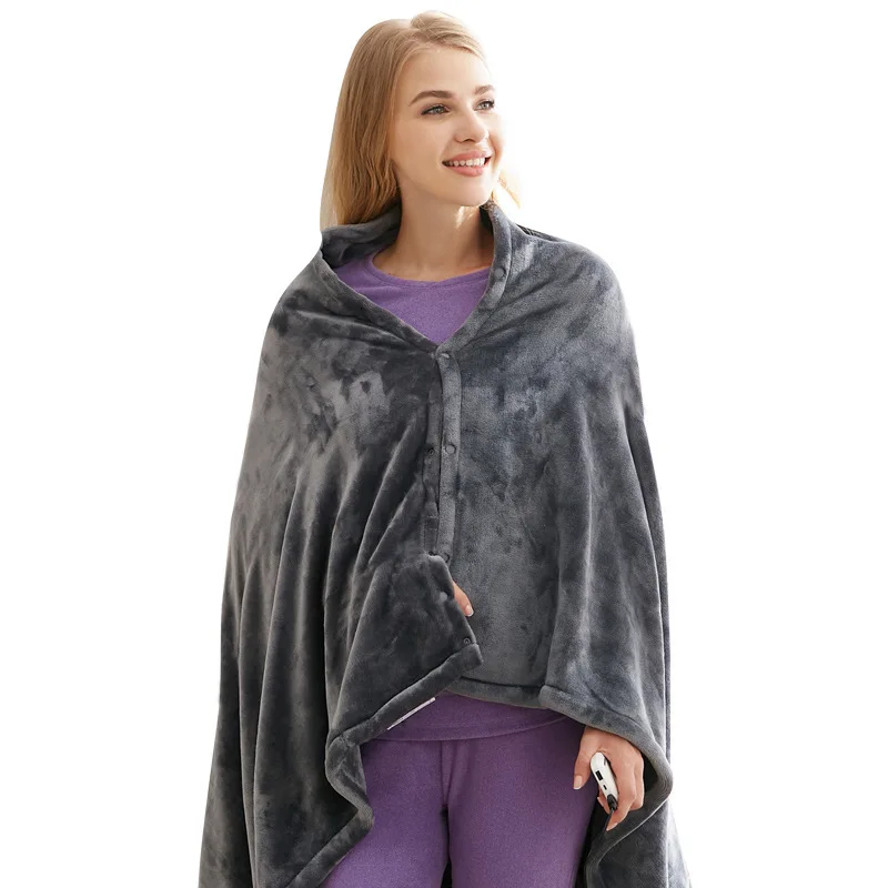 Electric Heated Shawl Blanket USB Battery Operated  Wrap for Women Soft Throw Flannel Warm Cape for Home Office 150x80cm