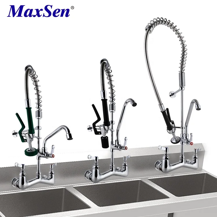 Brass Deck and Wall Mount Commercial Pre rinse Mixer Dishwasher Kitchen Sink Faucet