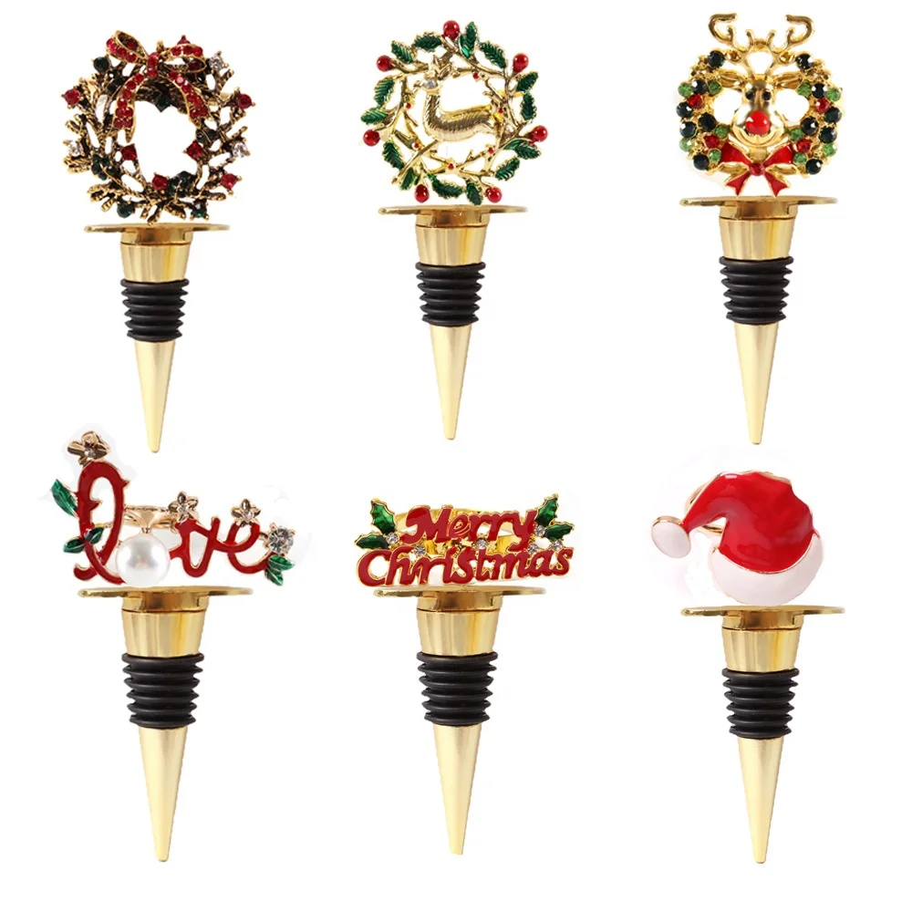 New bar tools Creative Metal Alloy Red Wine Stopper Christmas Gift Snowflake Wine Stopper Party Favors Deer Wine Topper Stopper