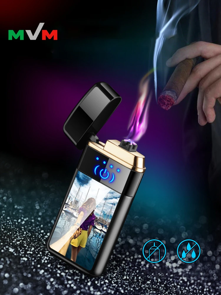  Электрическая Usb-зажигалка MLT236 с двойной дугой Экологичная плазменная зажигалка дисплеем батареи новая