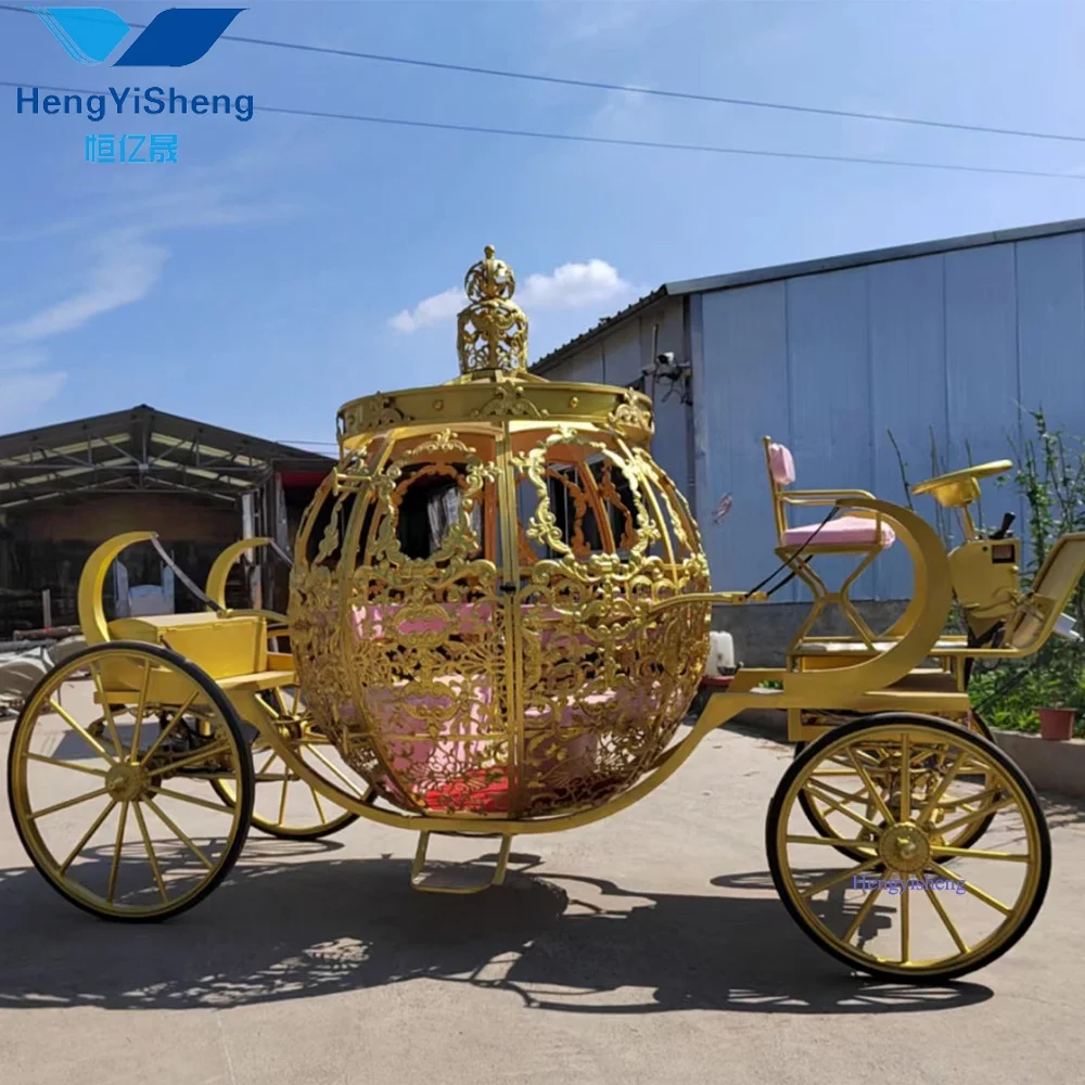 English Style Victoria Pumpkin Cinderella Gold Horse Carriages /Electric Luxury Cinderella Horse Carriage