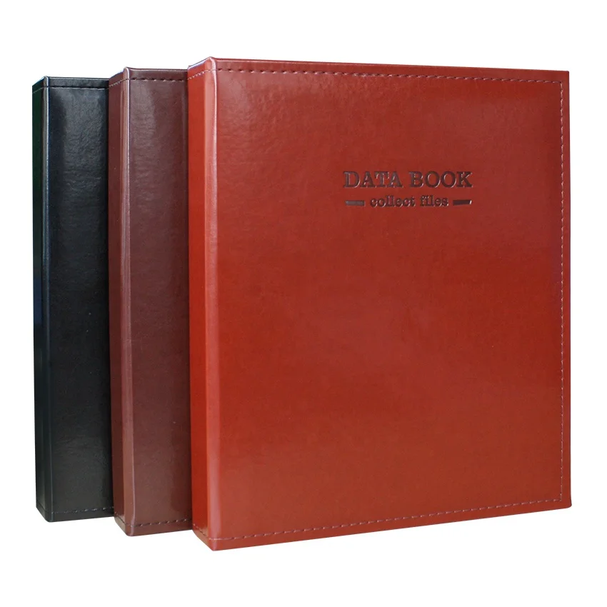 Luxury Faux leather file document photo album holding a4 size Screw post bound PP sheet pocket bag photo albums