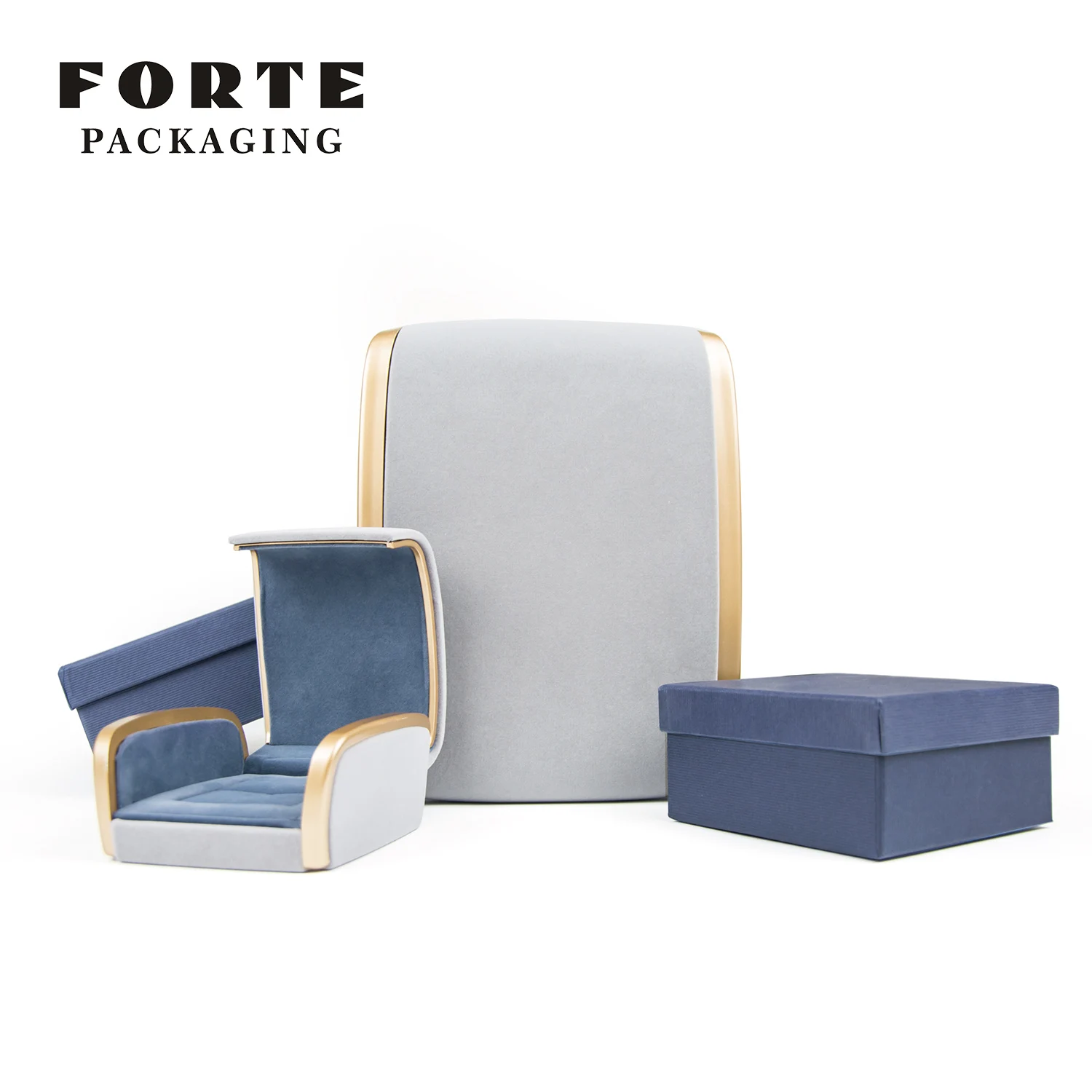 FORTE Jewelry Packaging Box Organizer Light Blue Sofa Packaging Box Ring Couple Ring Pendent Bracelet Bangle Box