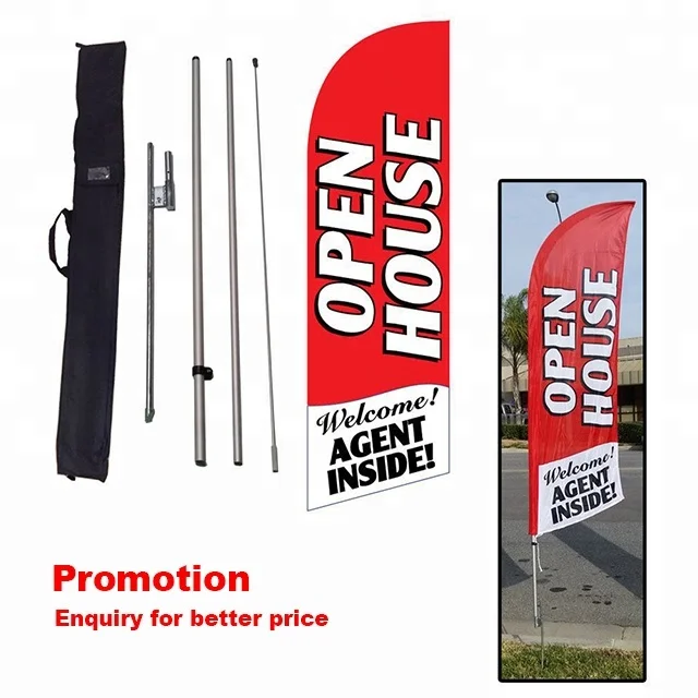 10ft high outdoor custom dye sublimation advertising wind blade feather flag with stake