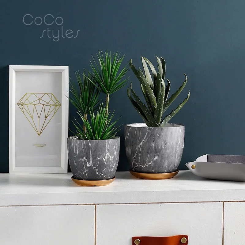 
Cocostyles customized handmade nordic style marble round flowerpot for simple home decor 2019 ins style 