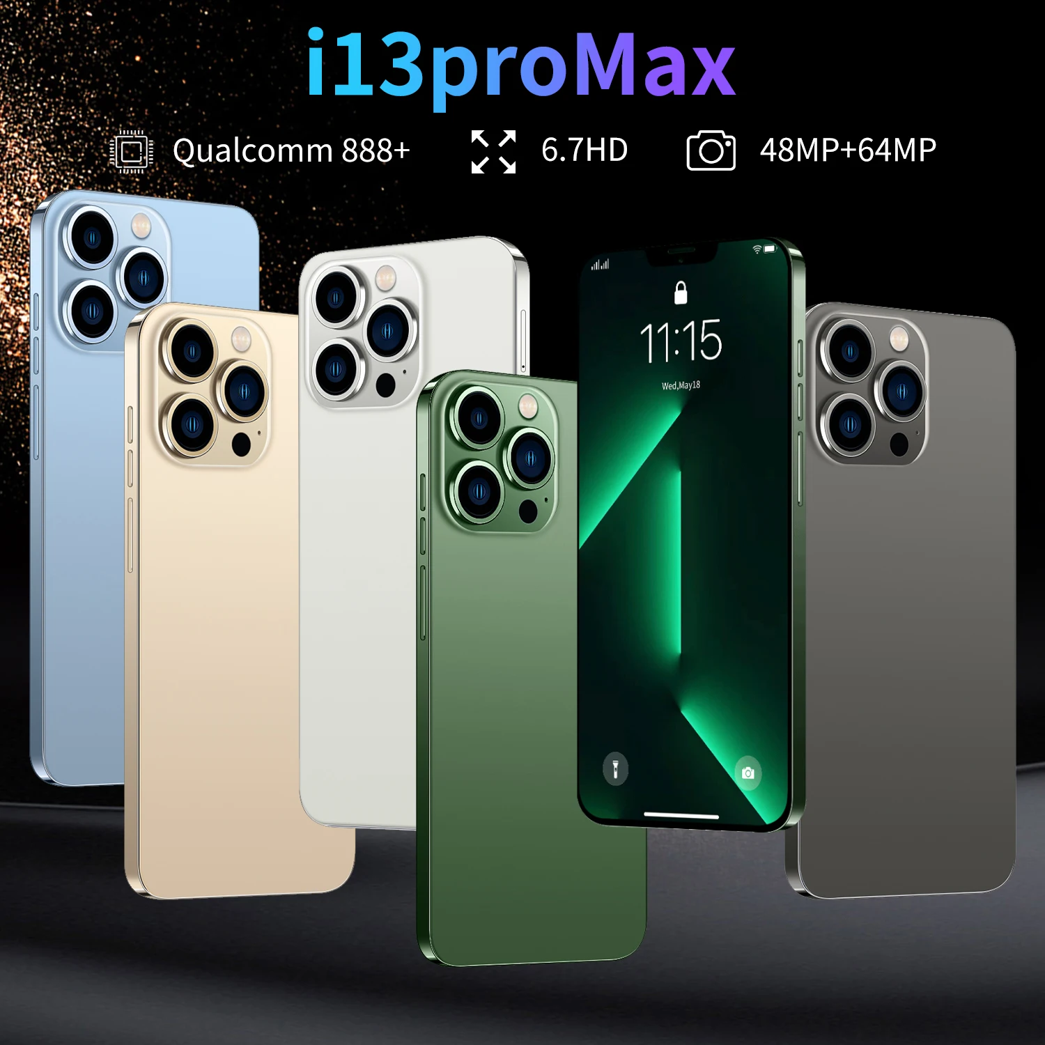 OME i13 Pro max mobile phone RAM+ROM 8+256 GB 6.7inch, 5MP Camera Android smartphone cheap cell phone