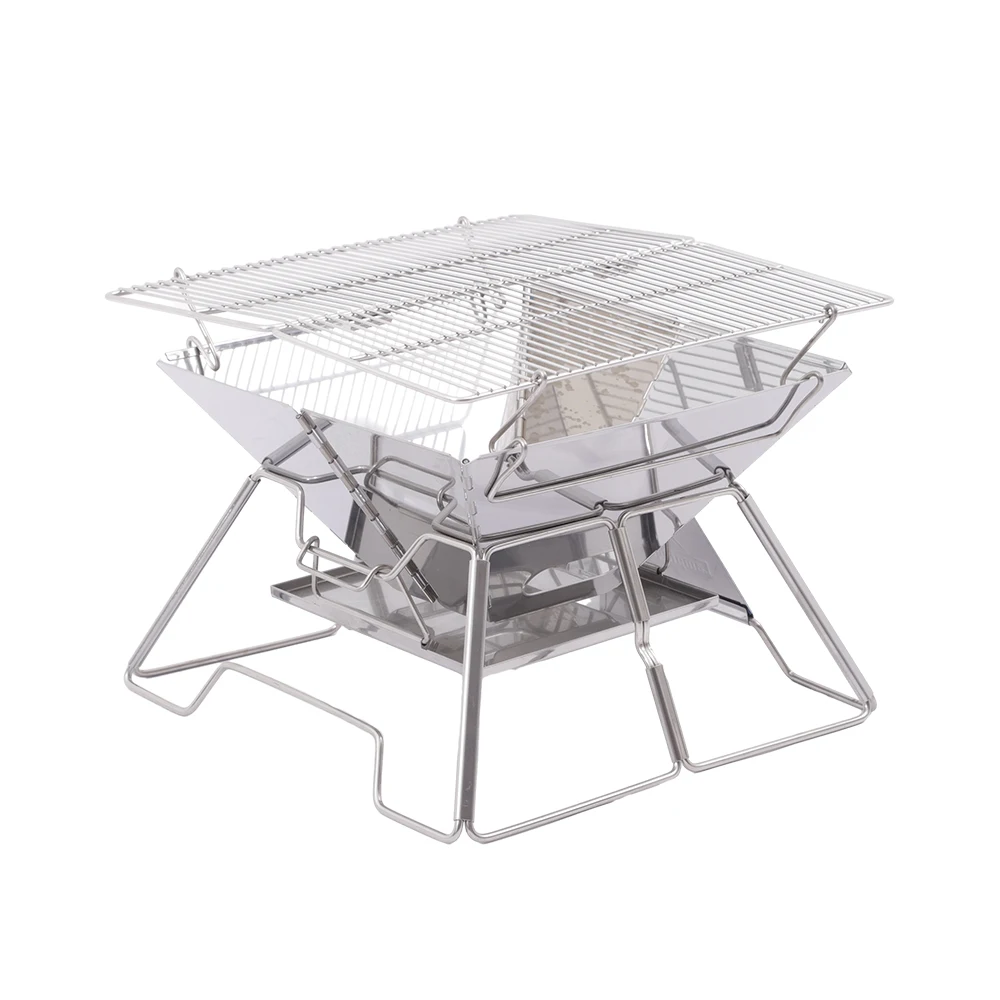 Picnic Charcoal Grills Barbecue Fire Pit Folding Stainless Steel Outdoor Party  BBQ Grill