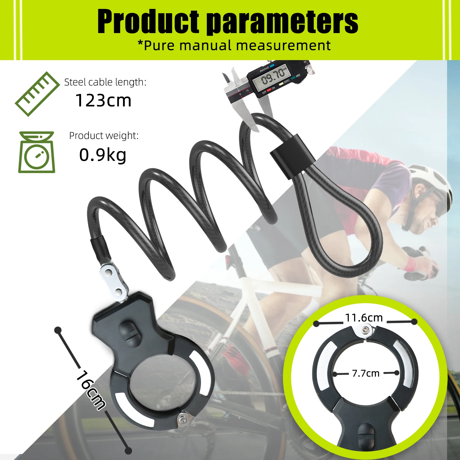 Heavy Duty motorcycle Bike scooter cuff Lock Bicycle Chain Lock Scooter Accessories part grip loop Electric Pedicab lock