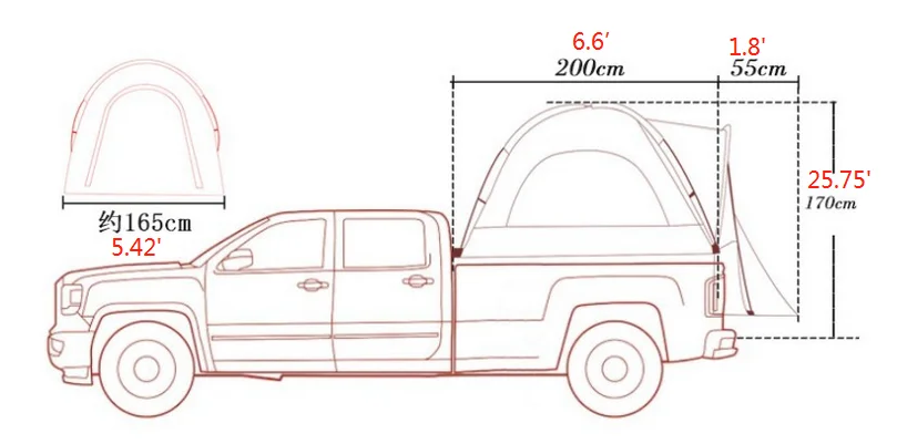 OEM Cheap Price Waterproof Durable Windproof Truck Bed Tent Pickup Outdoor Camping Traveling Pickup Bed Tent
