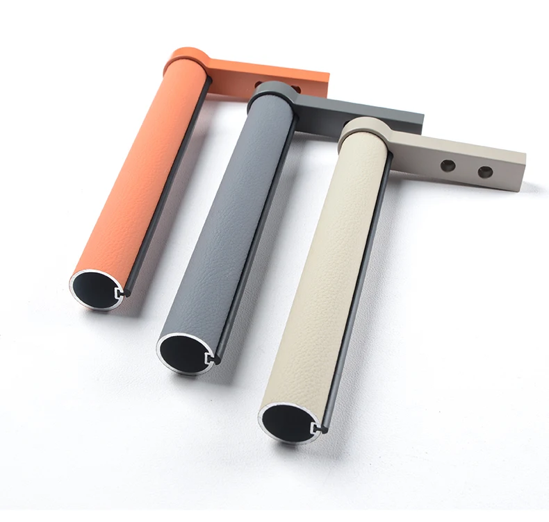 Clothes Rails Custom Round Leather Wardrobe Tube silent non-slip wardrobe rod Wall Mounted Clothes Hanging Rail Closet Rod