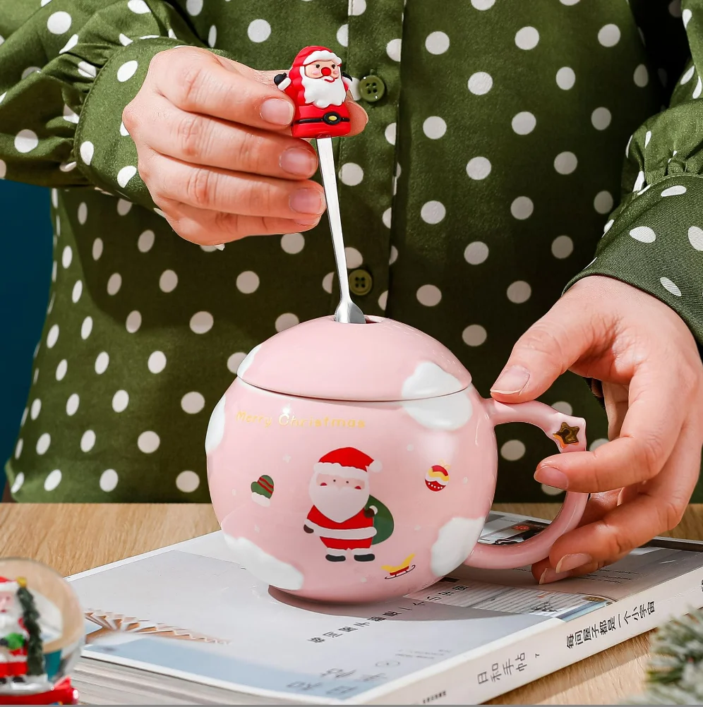 Wholesale Custom Nordic round Cartoon Sublimation Hot Chocolate Mug Handmade Personalized Christmas Eve Mugs for Coffee Beer