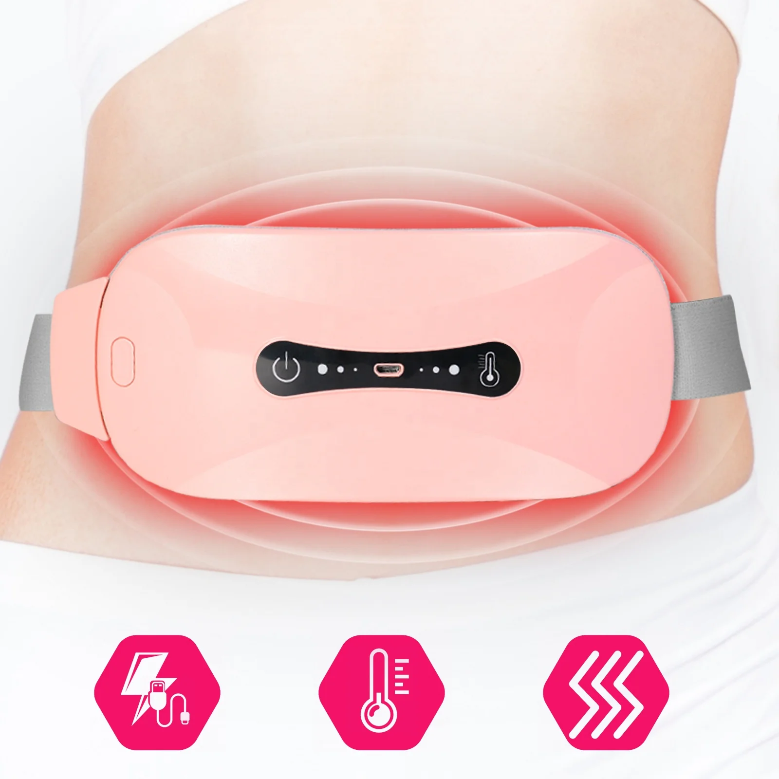 oem electric lumbar stomach heating massage womb uterus waist abdomen vibrating massager womb releive menstrual heat belt