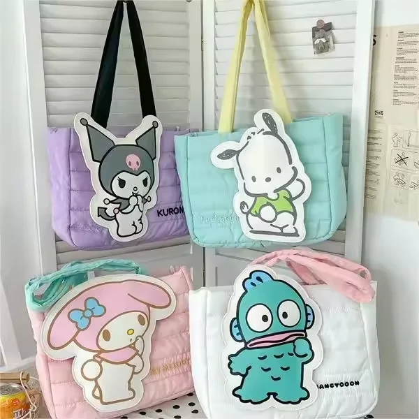 Kuromi My melody Pochacco Cartoon Embroidered Tote Bag Student Large Capacity All-match Tote Bag Girl Cute Tote Bag