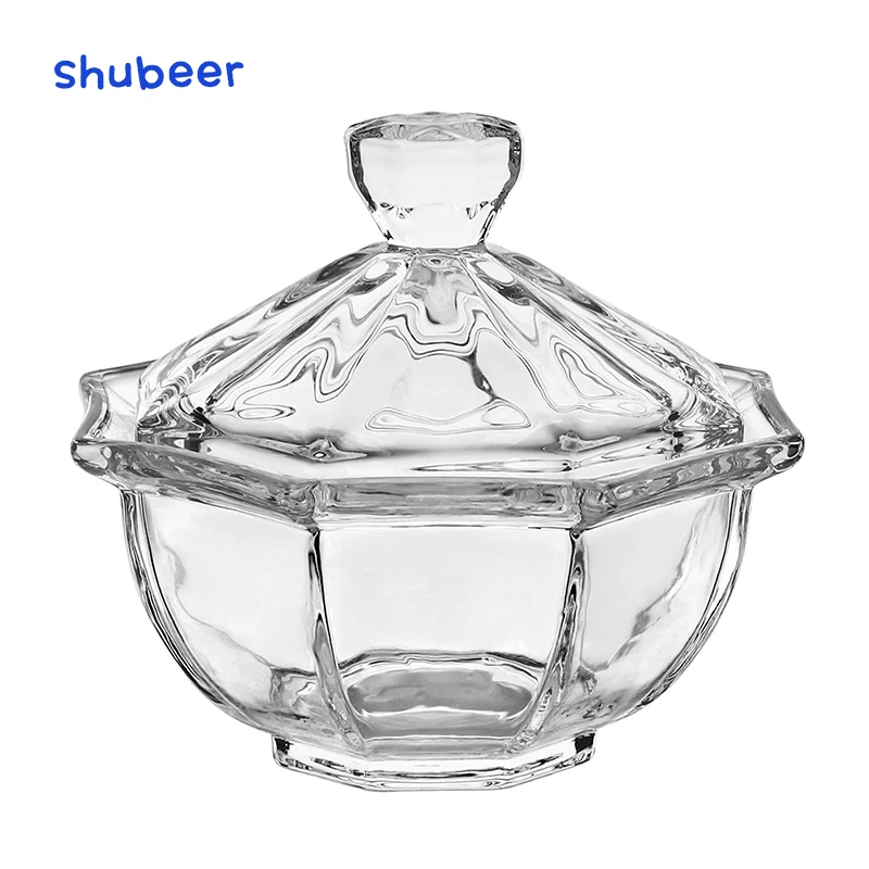 Simple geometric octagonal prism glass candy jar Dried fruit snack accessories storage box Household kitchen storage jar