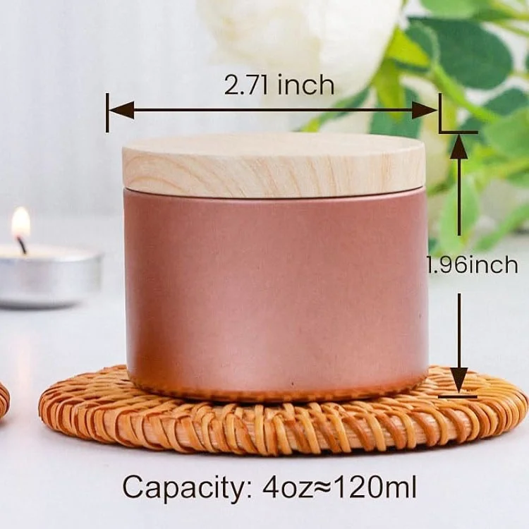 Premium Rose Gold Empty Round Jewelry Crafts Storage Gift Metal Box 4 Ounce 8 Ounce Candle Tin Can with Lid