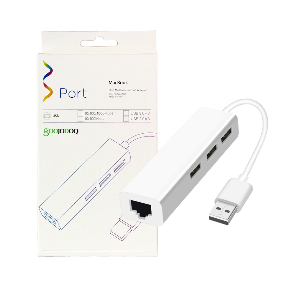 USB Ethernet с 3 портами USB-концентратор 2 0 RJ45 сетевая карта локальной сети к Ethernet-адаптеру для Mac iOS Android