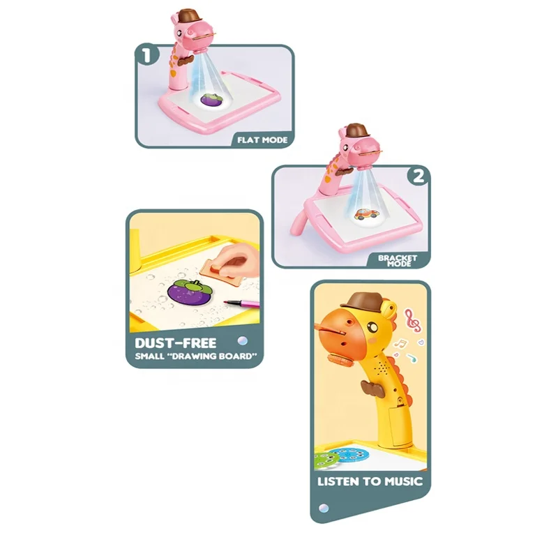 Children Educational Painting Toys Projector Study Desk Toy Color Graffiti Projection Drawing Table Game