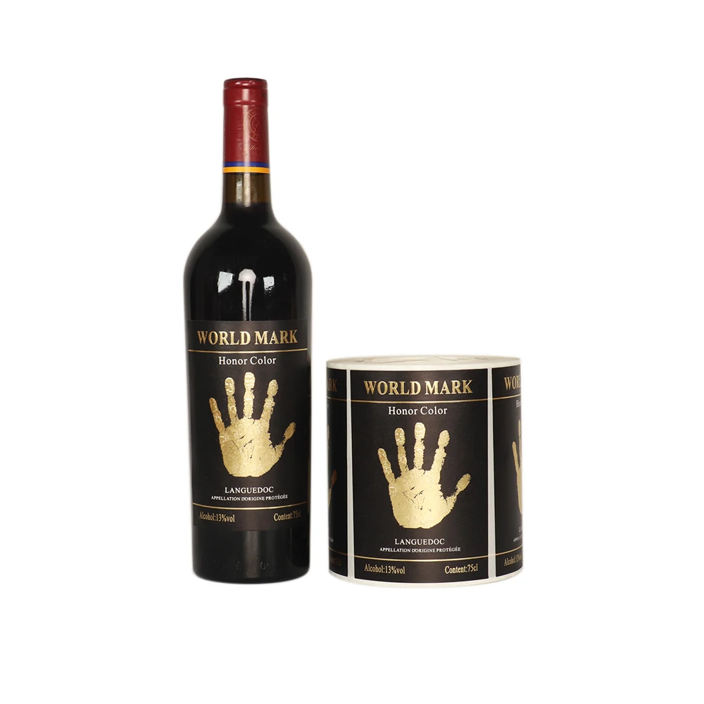 Пользовательская Водонепроницаемая синтетическая бумага, самоклеящаяся печать, этикетка для винных бутылок