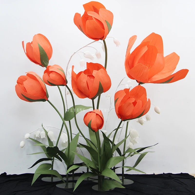 Popular design giant wedding occasion paper tulip flowers backdrop for marriage decoration