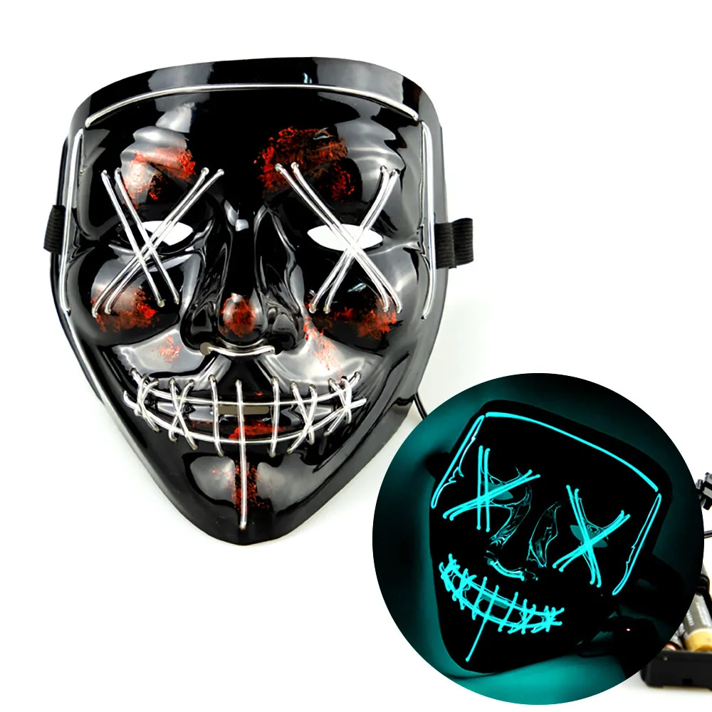 Halloween Light Up Mask EL Wire Scary LED Hacker Anonymous Mask for Party Cosplay