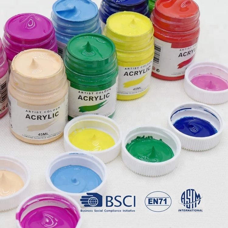quality bulk 45ml fluid artist kids acrylic colour paint set for painting