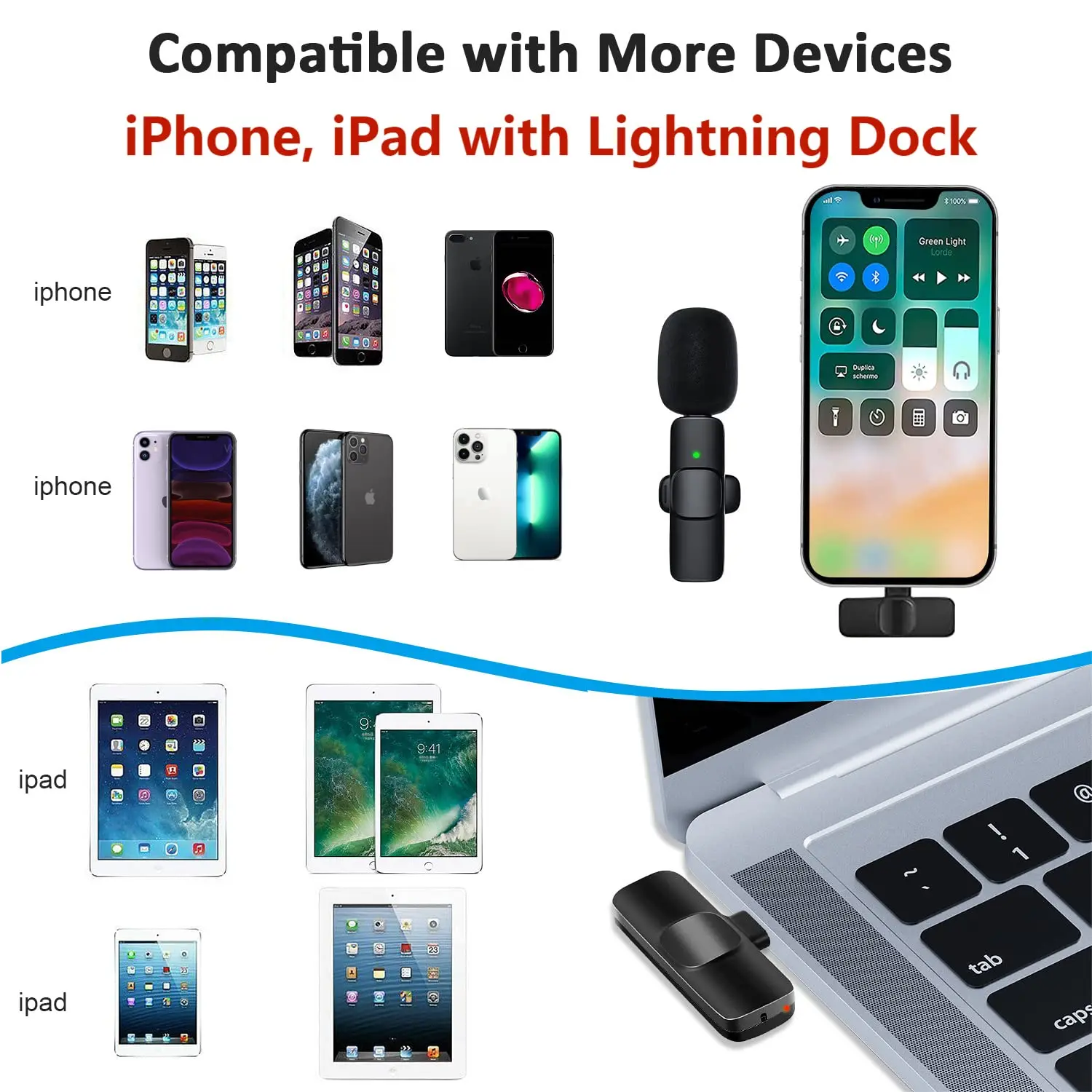 Wireless Lapel Microphone For iphone Convenient Lavalier Mic Noise Reduction Live Interview Mobile Phone Recording mic